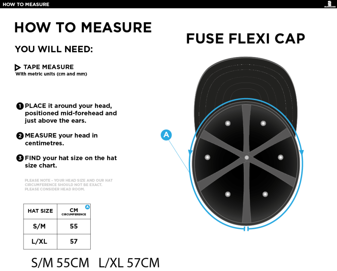 GREAT HARWOOD CC Fuse Flexi Cap - Navy - Size Guide