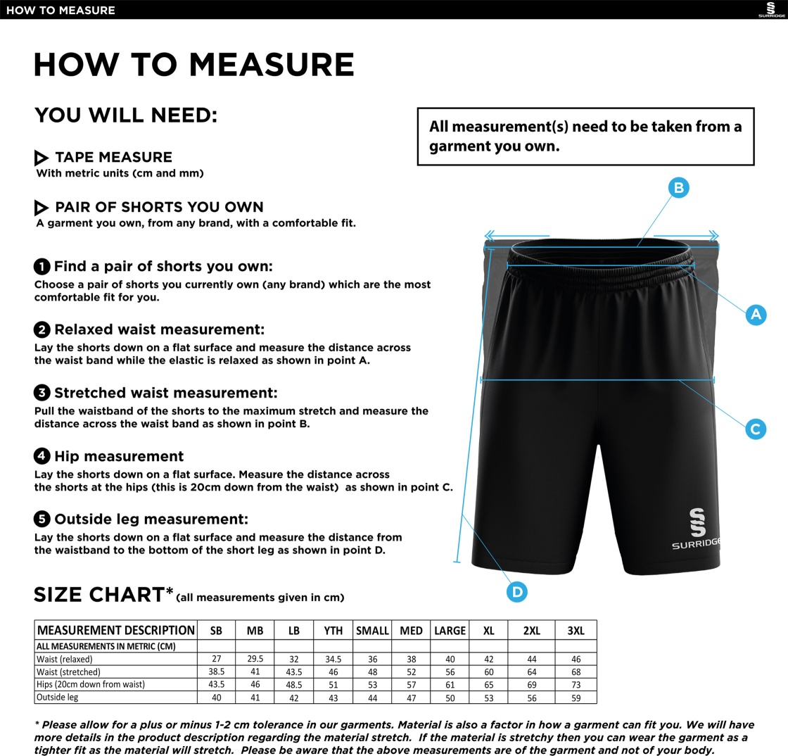 Great Harwood Harriers - Blade Shorts - Size Guide