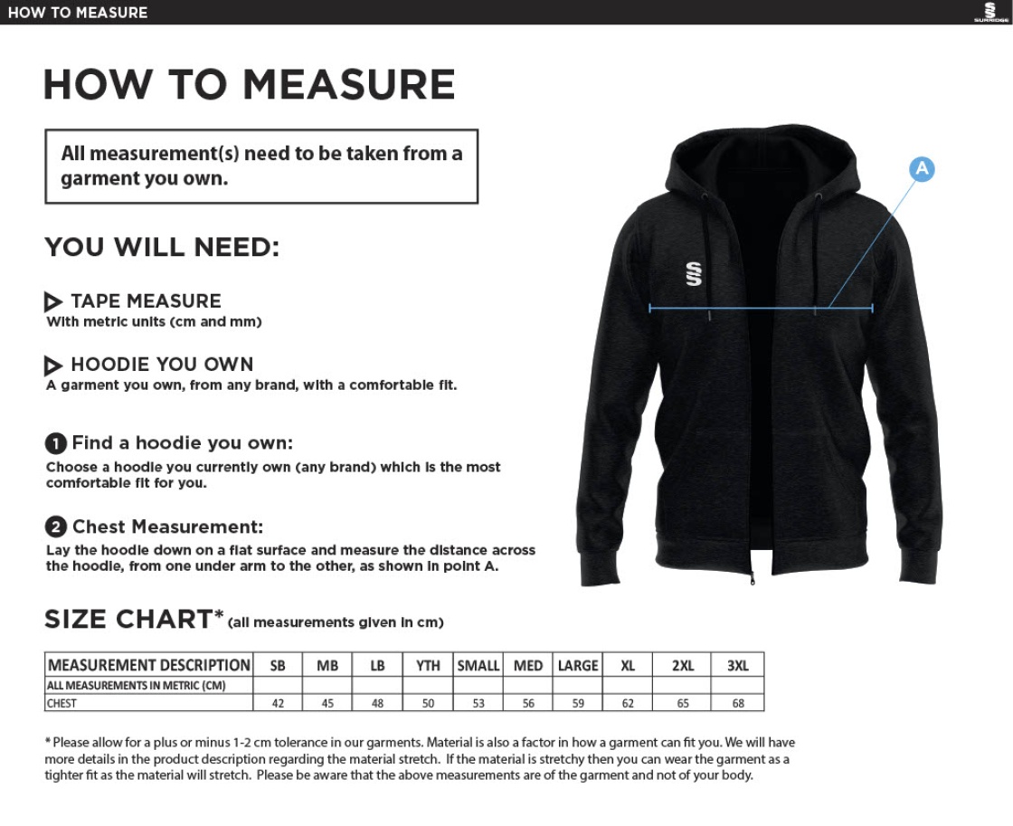 Great Harwood CC - Dual Hoody - Size Guide