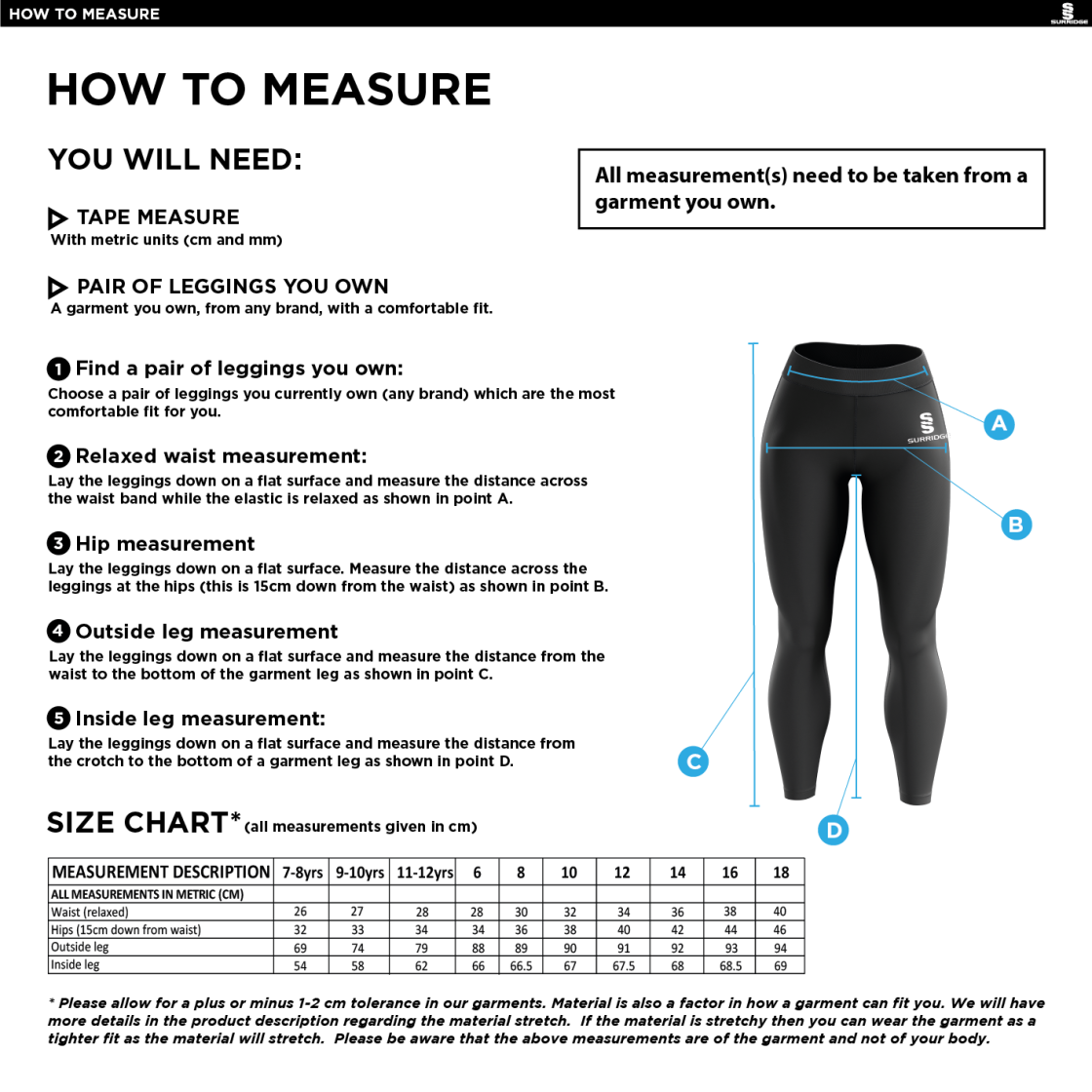 great Harwood cc Performance Full Length Leggings : Navy - Size Guide