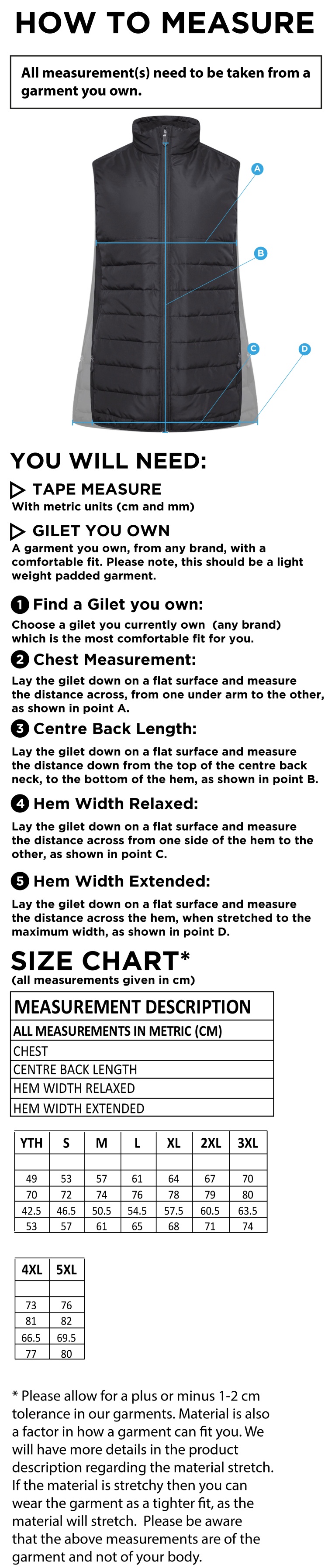 Great Harwood CC - Active Hybrid Jacket - Size Guide
